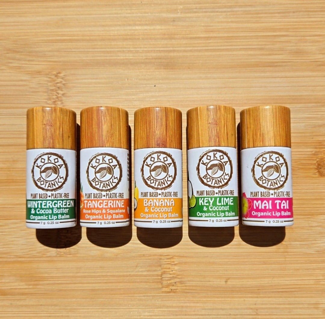 KOKOA BOTANICS Organic Lip Balm Gift Set 5 Pack - Plastic-Free