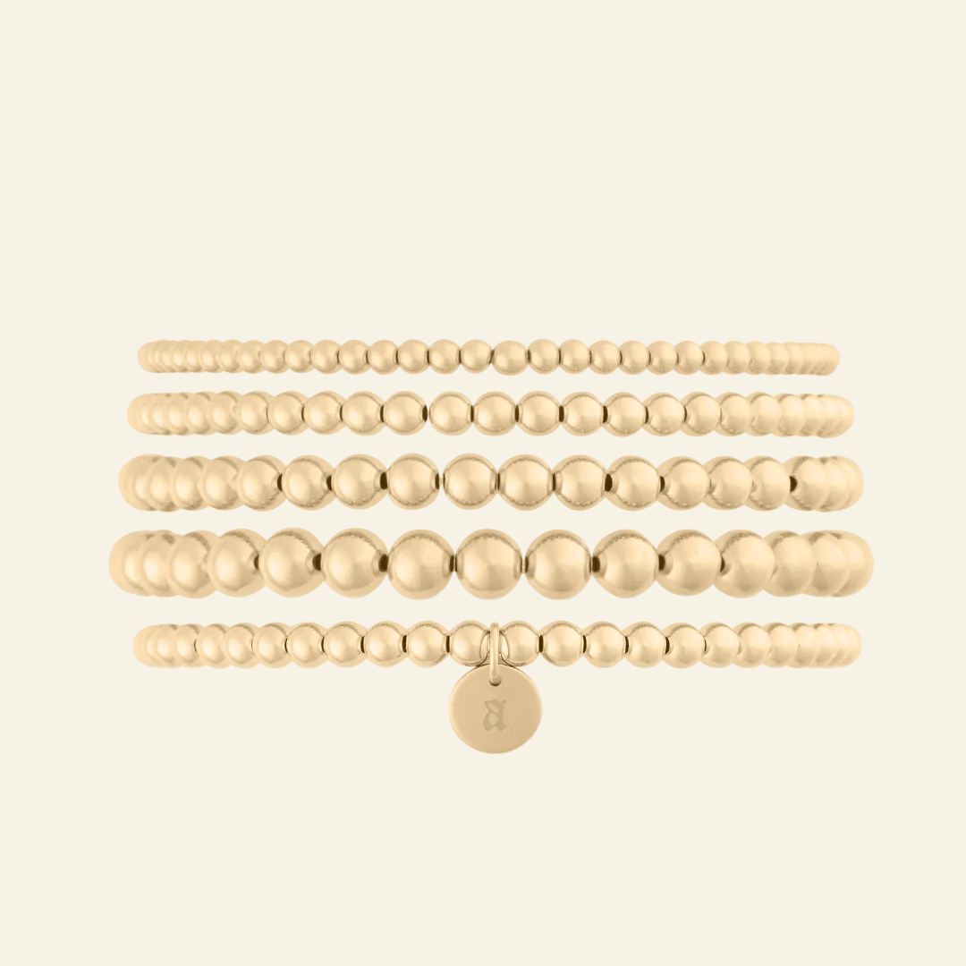 Old English Initial Juno Bracelet Five Stack