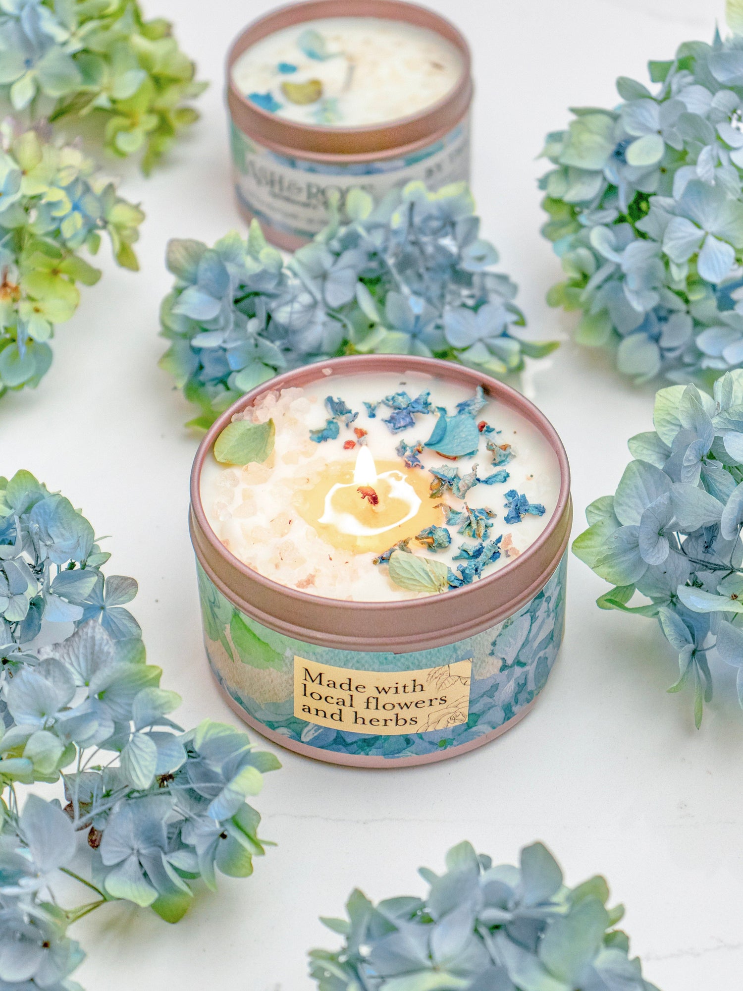 Ash &amp; Rose candle BY THE SEA Hydrangea Sea Salt Candle