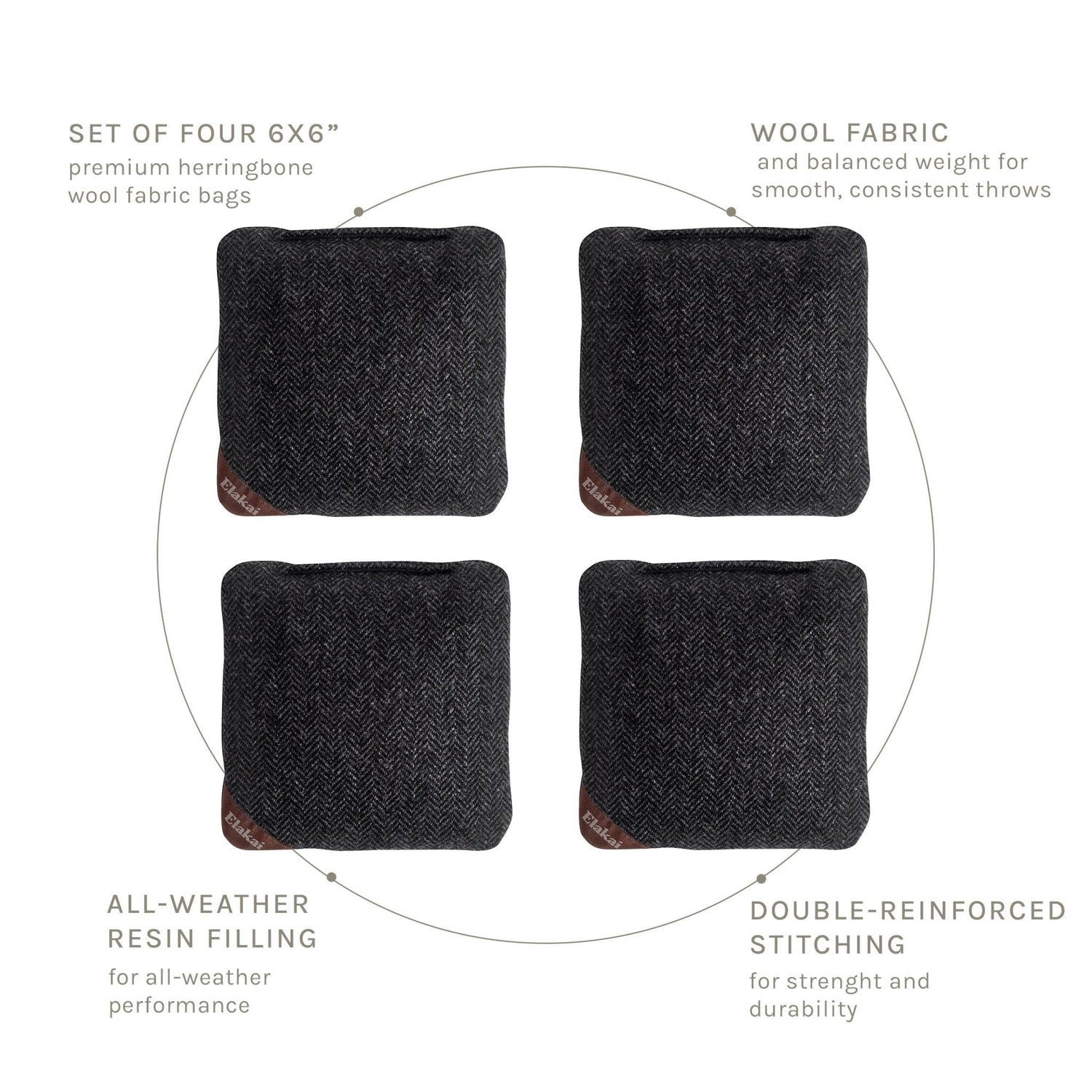 6-in Herringbone Cornhole Bags | Premium All-Weather Collection