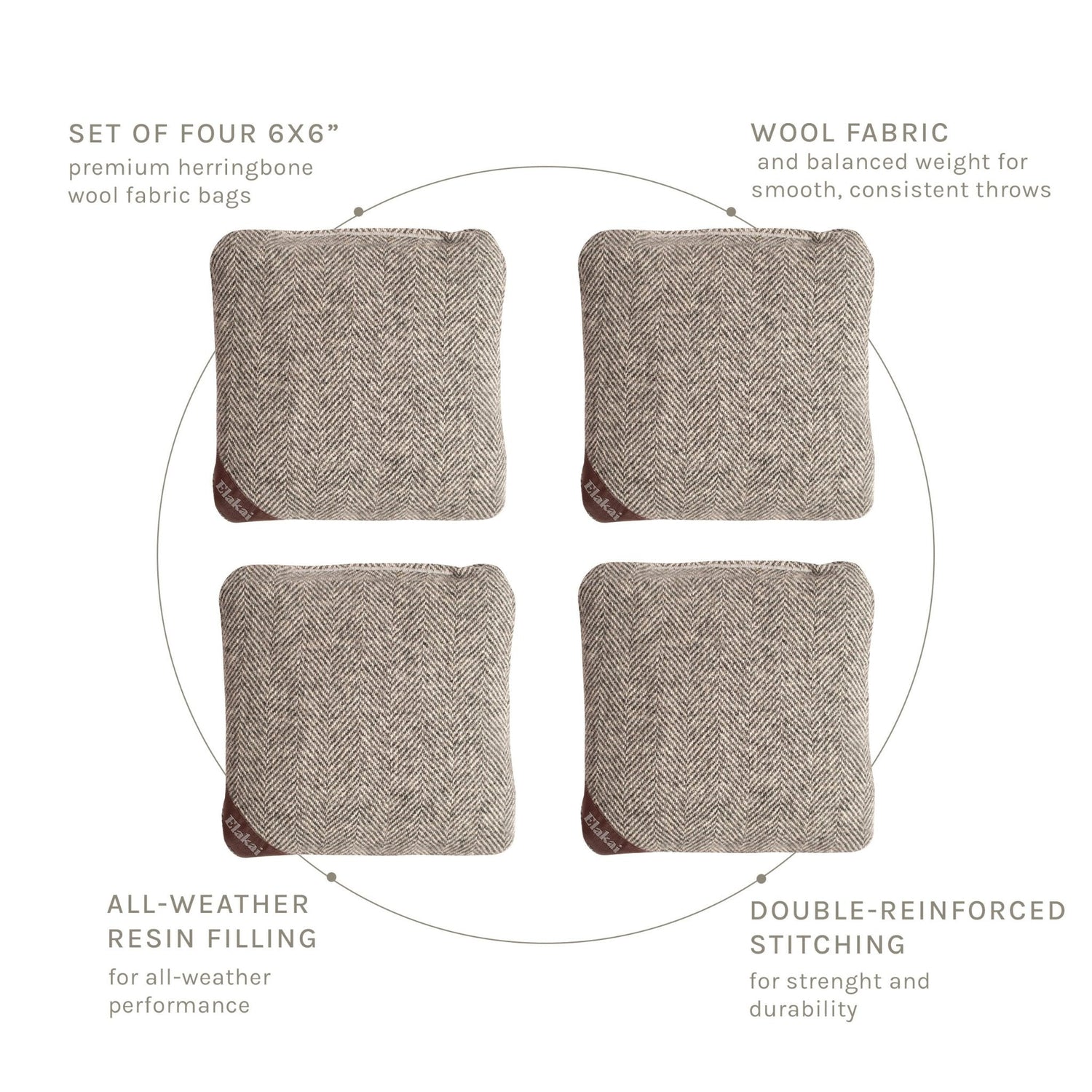 6-in Herringbone Cornhole Bags | Premium All-Weather Collection