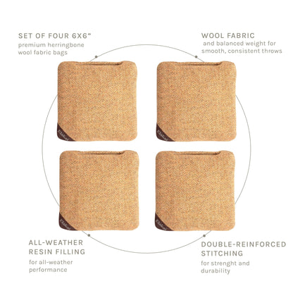 6-in Herringbone Cornhole Bags | Premium All-Weather Collection