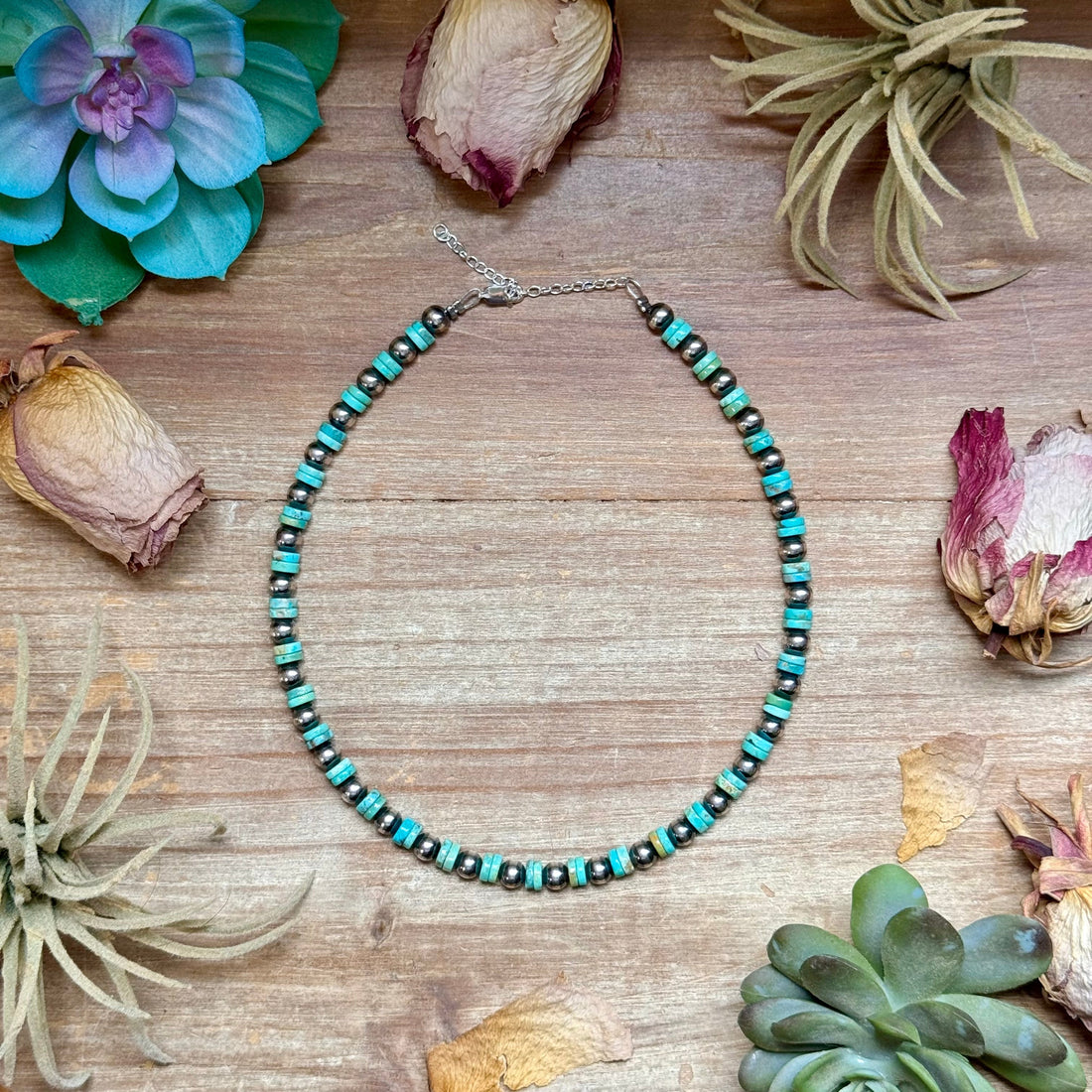 14" Sterling Silver Pearl &amp; Heishi Choker – 6mm
