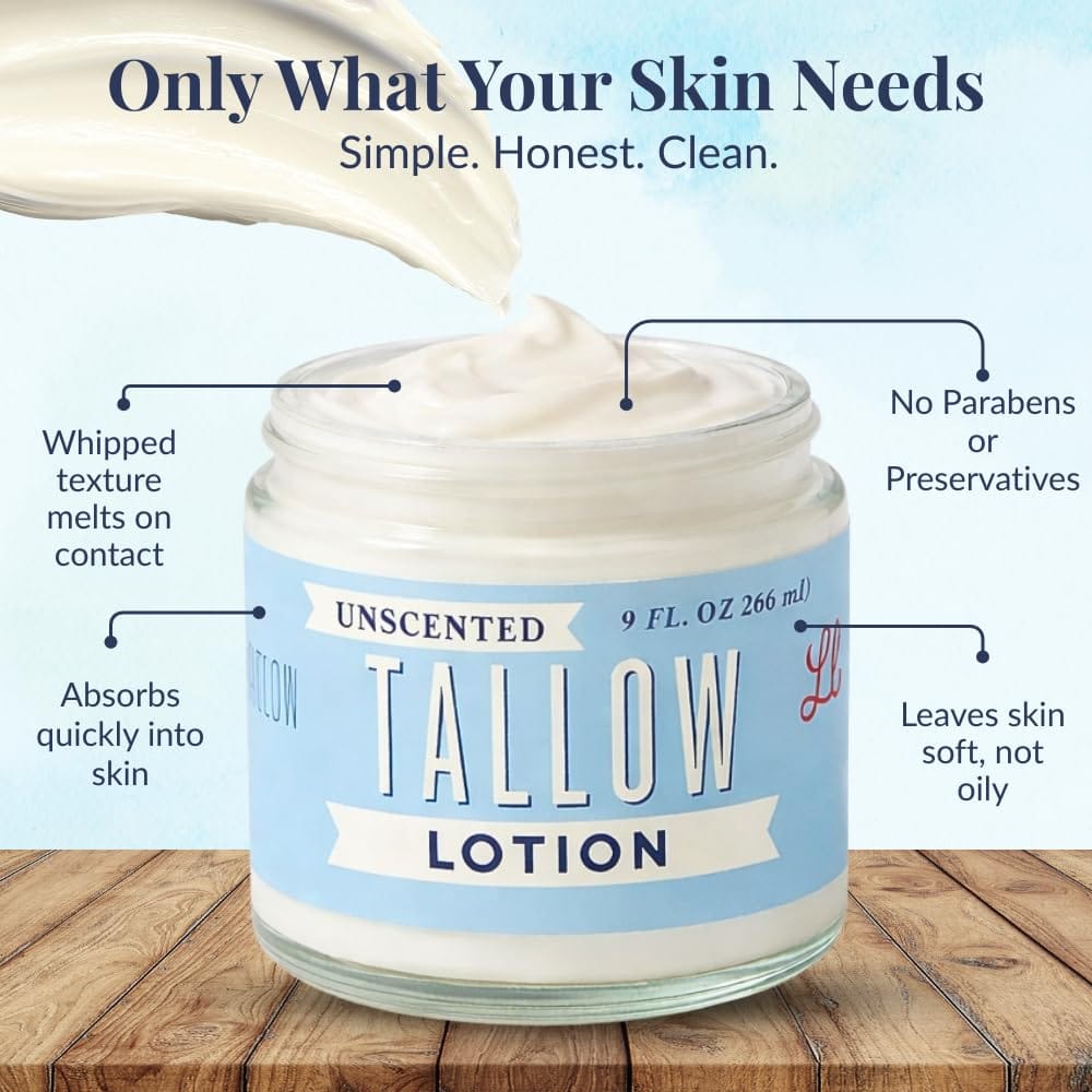 Lady May Tallow Body Cream/Lotion Unscented Tallow Lotion | All-Natural Grass-Fed