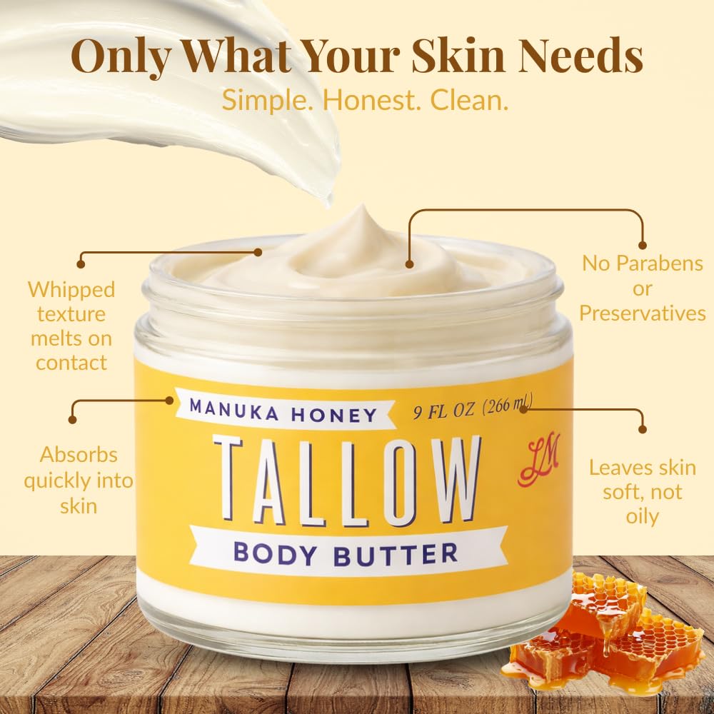 Lady May Tallow Body Cream/Lotion Manuka Honey &amp; Rosehip Tallow Body Butter