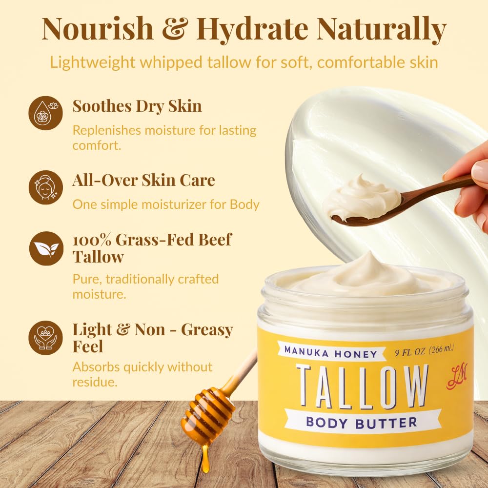 Lady May Tallow Body Cream/Lotion Manuka Honey &amp; Rosehip Tallow Body Butter