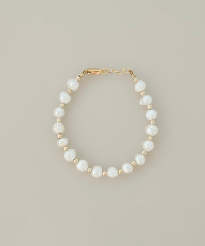 Freshwater Pearl Bracelet with Gold Beads