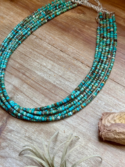 Turquoise Heishi &amp; Hematite Necklace – 18"