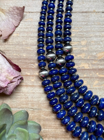 Lapis Rondelle &amp; Hematite Necklace – 22"
