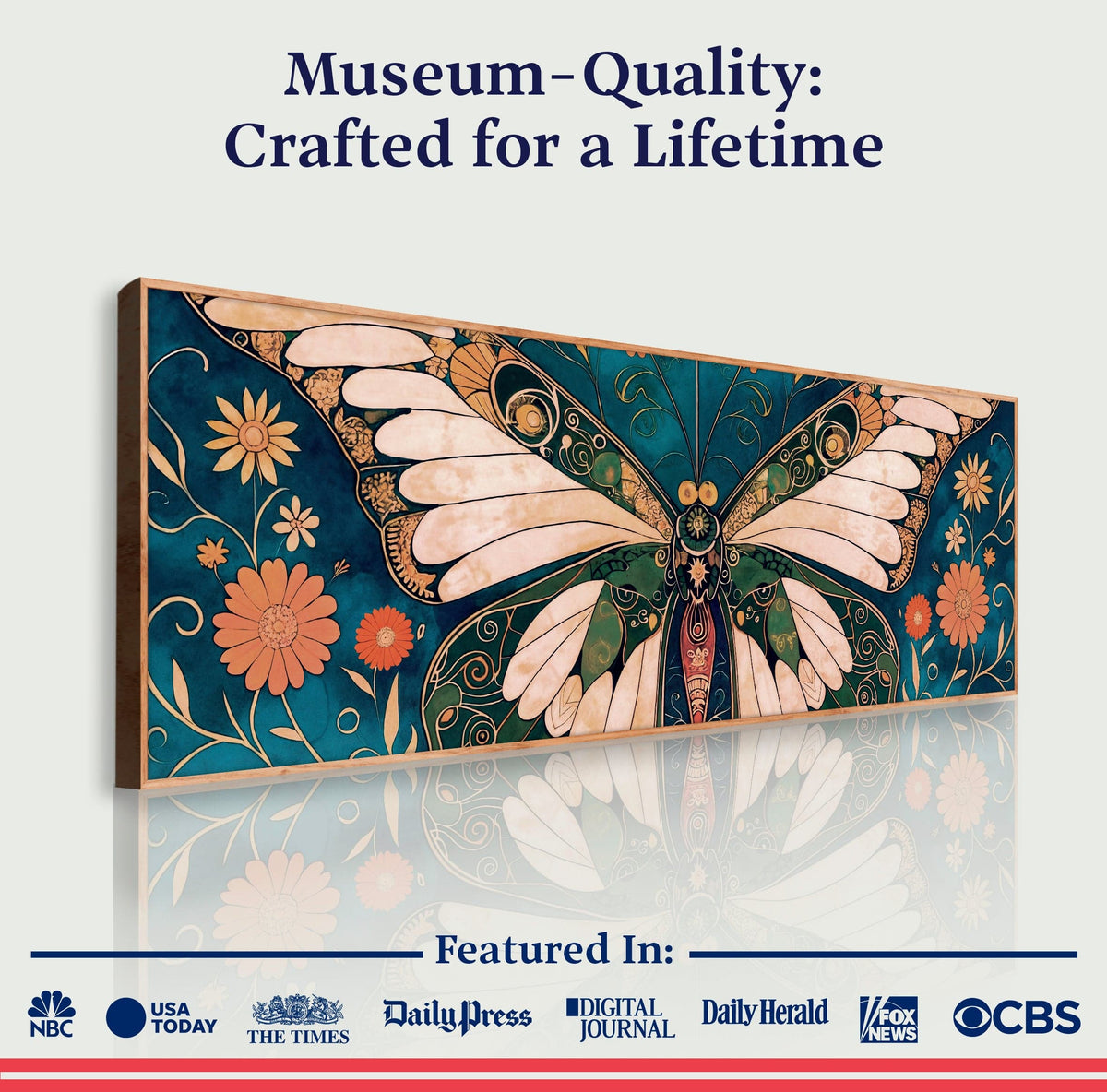 Tailored Canvases Canvas Abstract Vintage Butterfly Wall Art