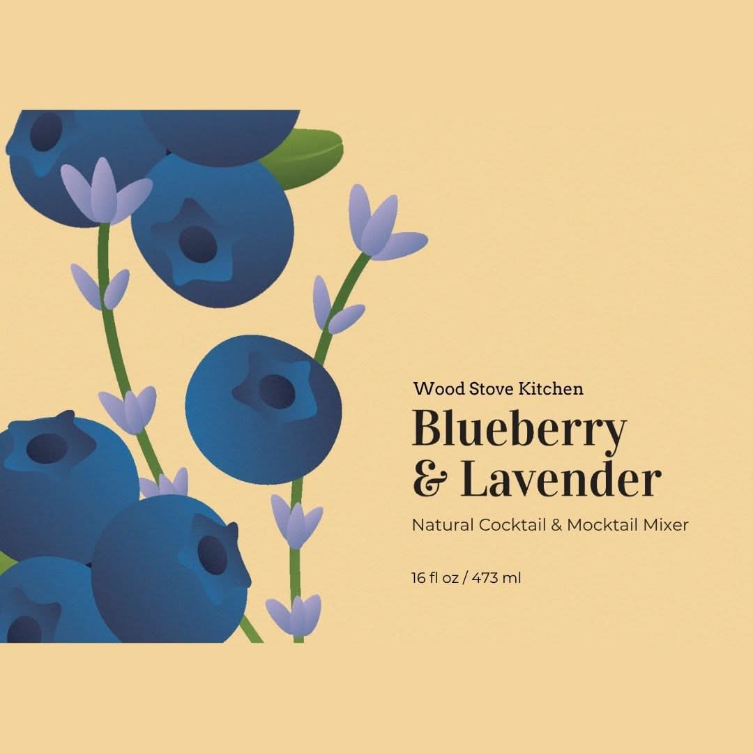 Wood Stove Kitchen Cocktail and Drink Mixers Blueberry &amp; Lavender Syrup, 16 fl oz