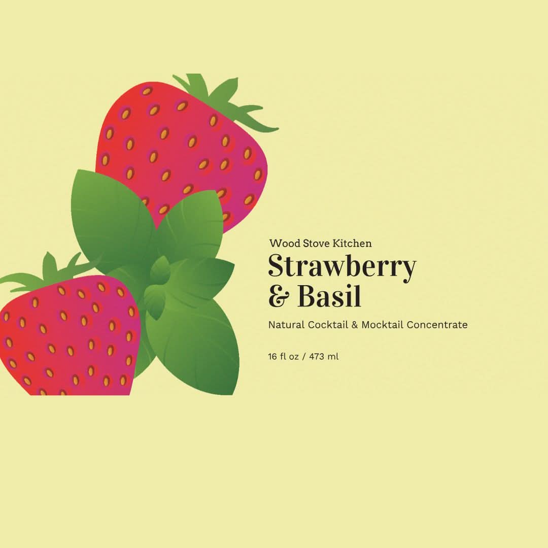 Wood Stove Kitchen Cocktail and Drink Mixers Strawberry and Basil Syrup Mixer – 16 fl oz
