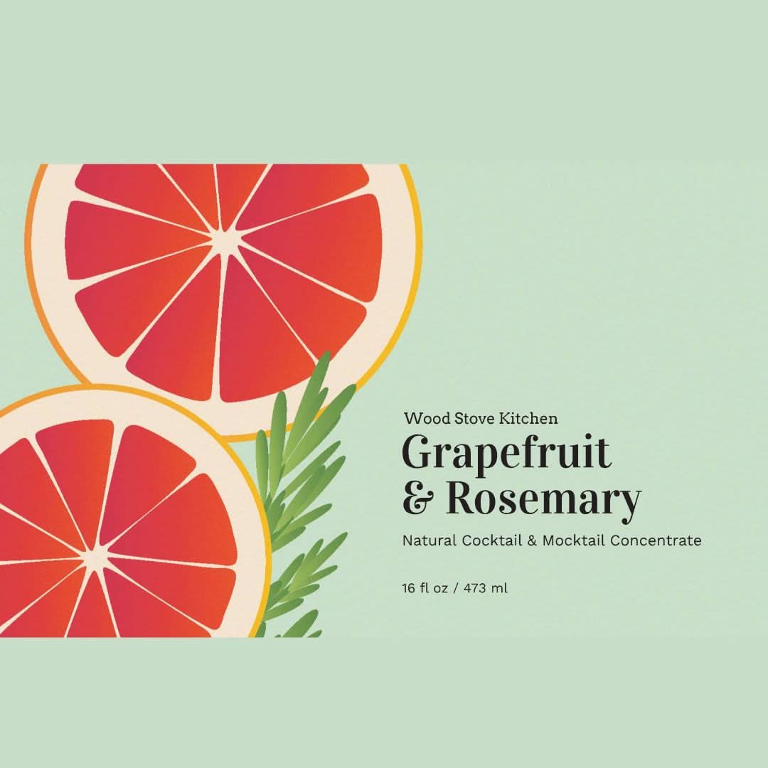 Wood Stove Kitchen Cocktail and Drink Mixers Grapefruit &amp; Rosemary Mixer, 16 fl oz