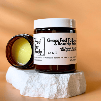Grass Fed Tallow and Rose Hip Balm, Small Batch, Bare