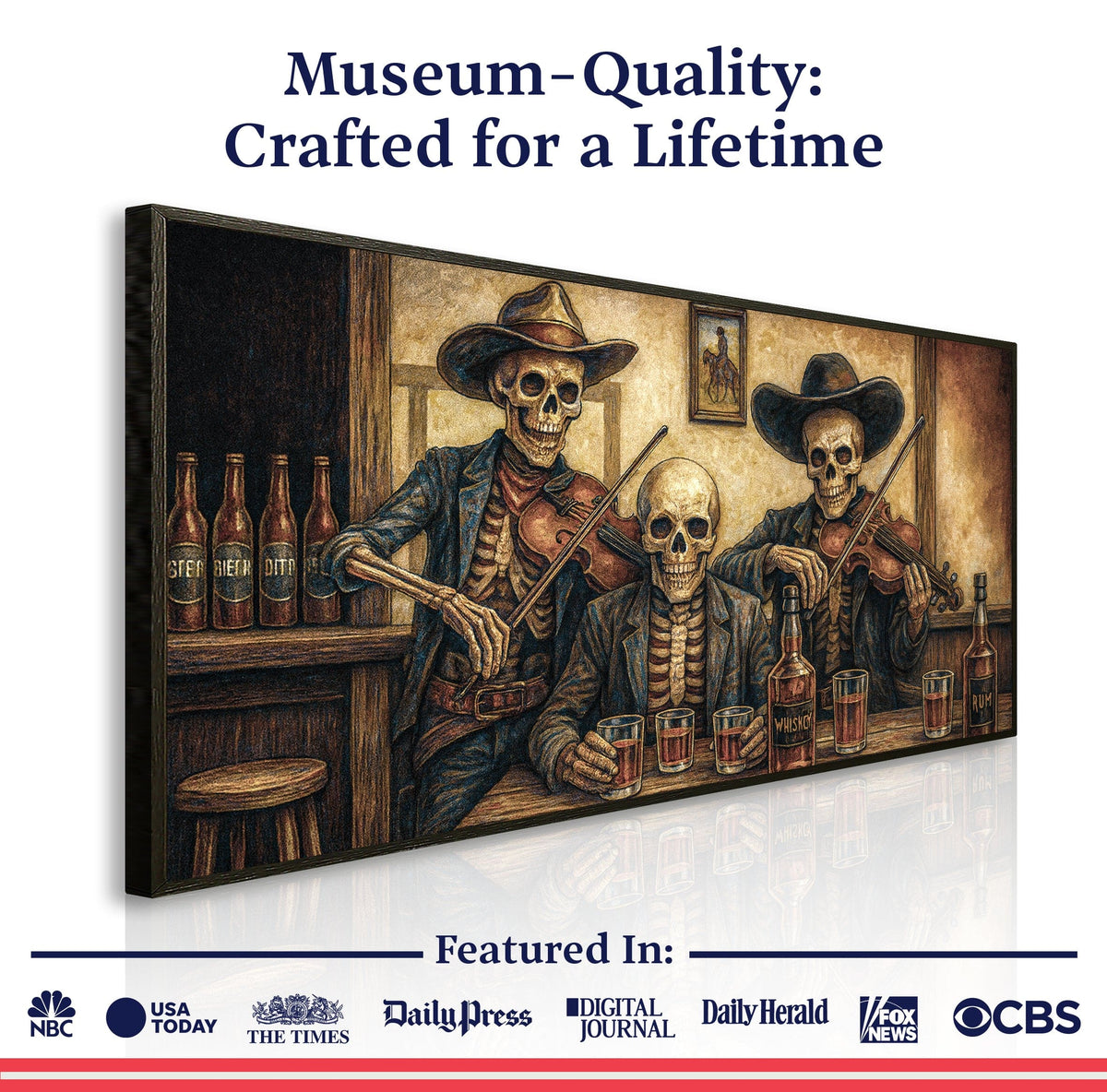 Tailored Canvases Canvas Cowboy Skeletons Western Bar Wall Art
