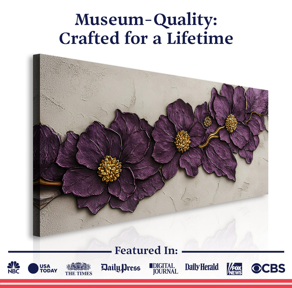 Tailored Canvases Canvas Purple Flower Plaster Wall Art