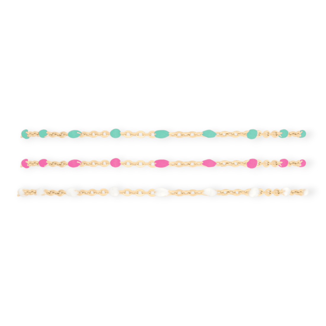 Cuffed by Nano LLC turquoise + pink + white daisy bracelet triple stack