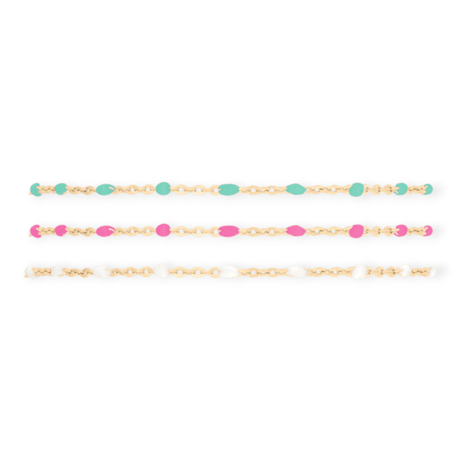 Cuffed by Nano LLC turquoise + pink + white daisy bracelet triple stack