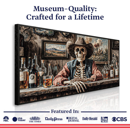 Tailored Canvases Canvas Skeleton Cowboy Barman At Western Saloon Wall Art
