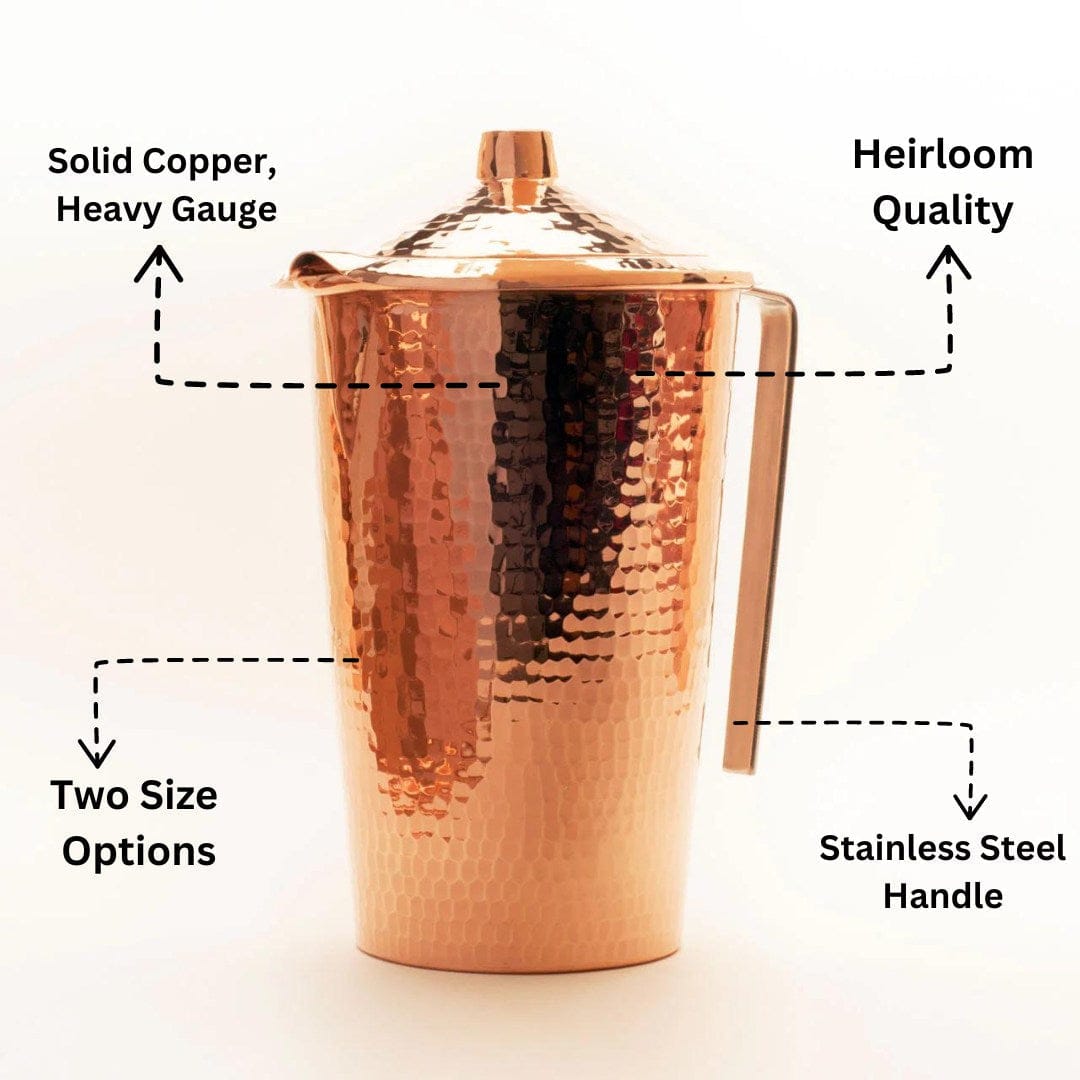 Sertodo Pitchers 70 fl oz Gangotri Copper Water Pitcher with Lid
