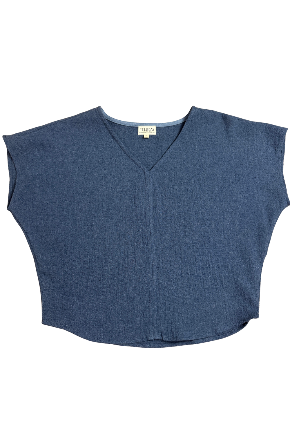 Dolman Top in Blue Cotton Woven Waffle