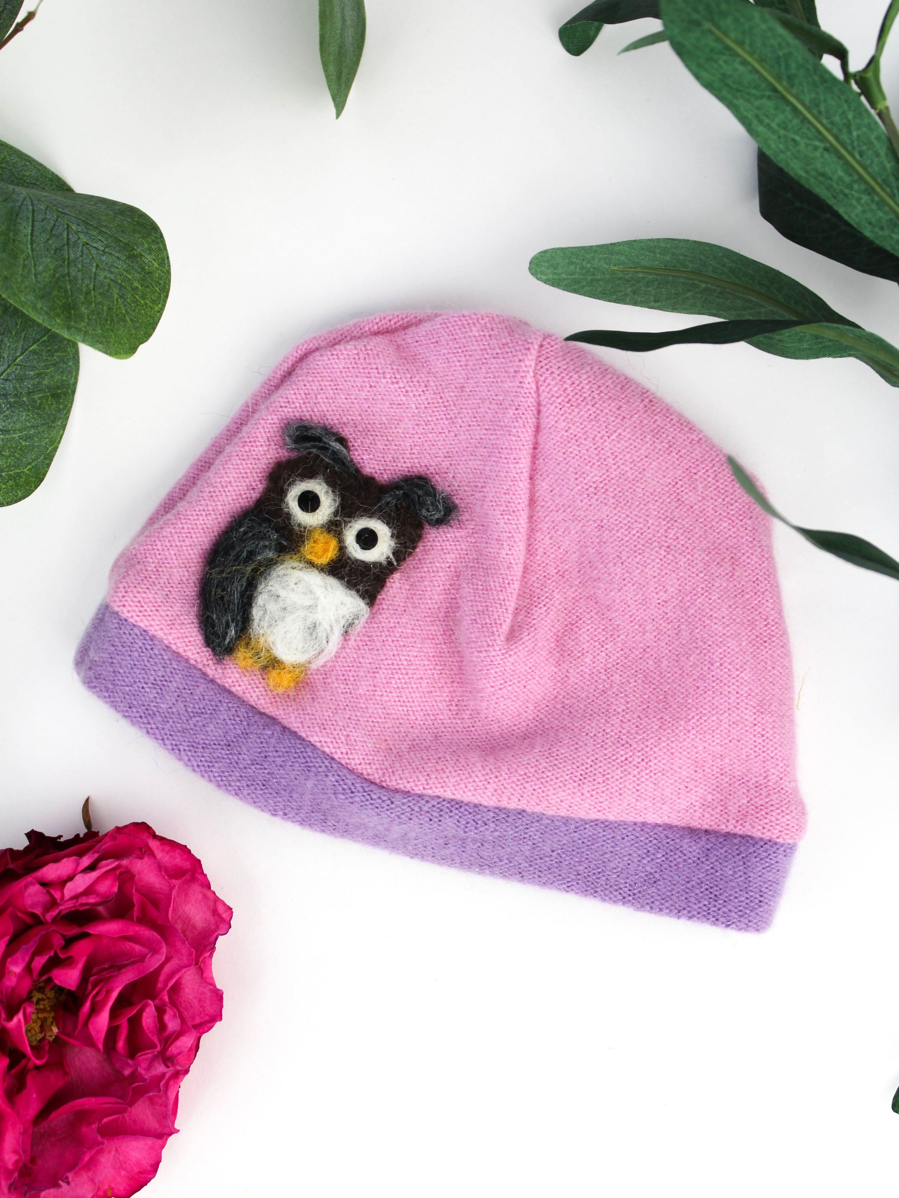 Ash &amp; Rose hat Pink Owl Cashmere Hat - Newborn