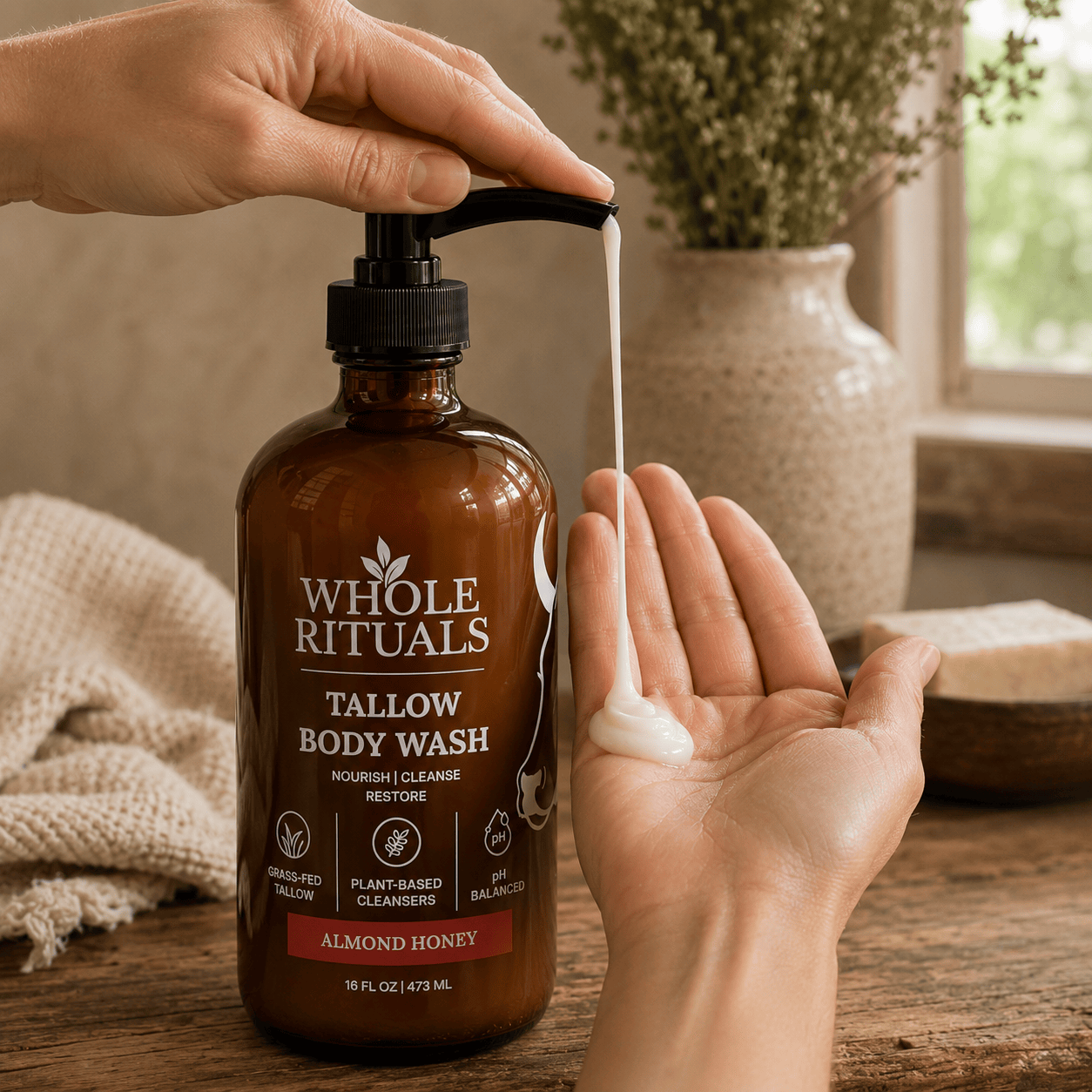 Whole Rituals Body Wash Almond Honey Tallow Body Wash – 16 oz