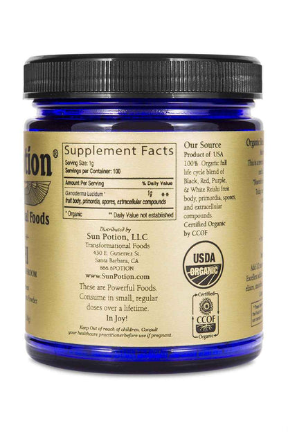 Sun Potion Adaptogen 100g Jar Reishi Mushroom Powder (Organic)