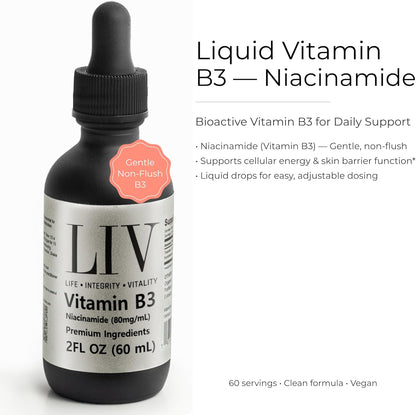 Vitamin B3 Niacin Liquid (Niacinamide 80mg, 60 servings)