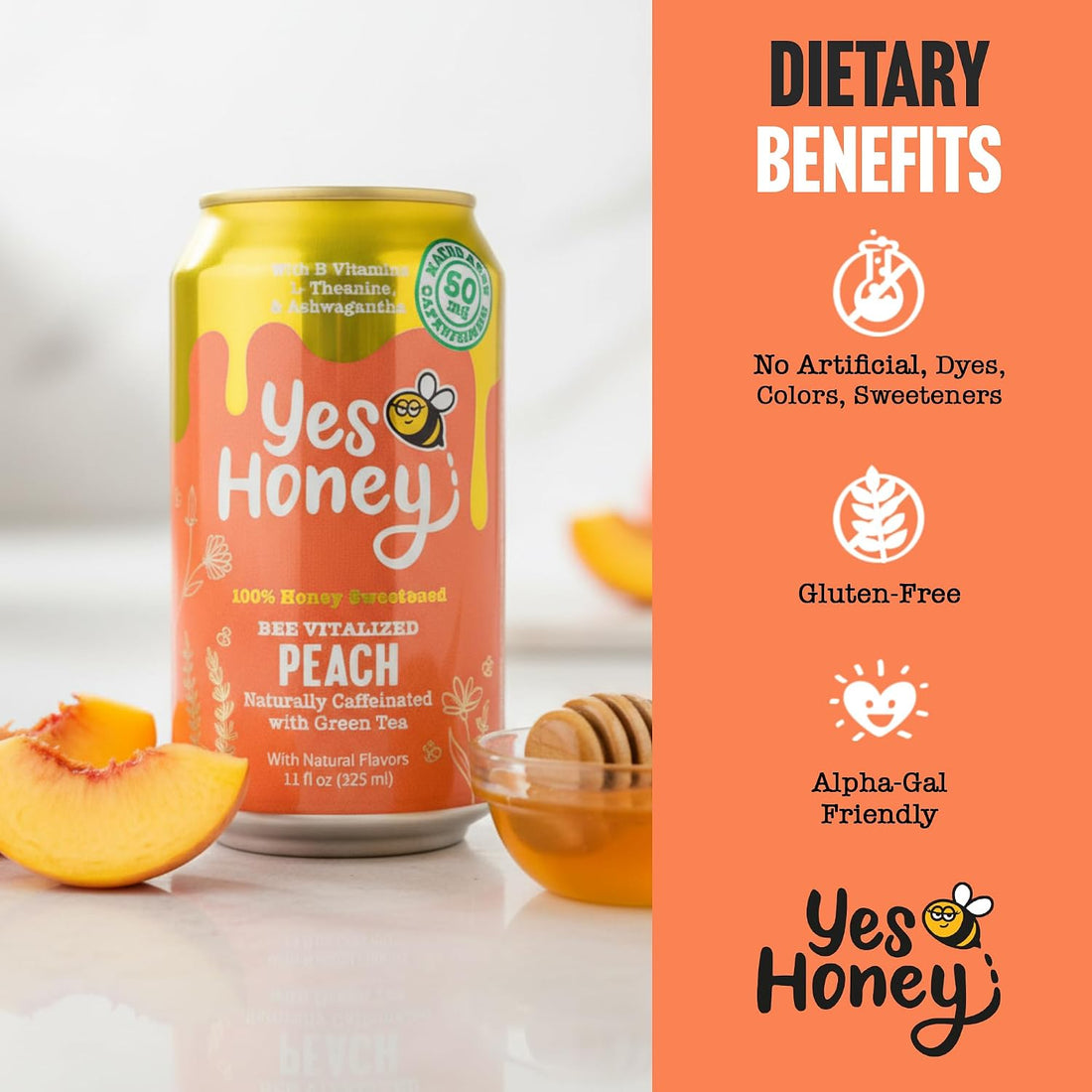Bee Vitalized Sparkling Honey Sweetened Peach Tea