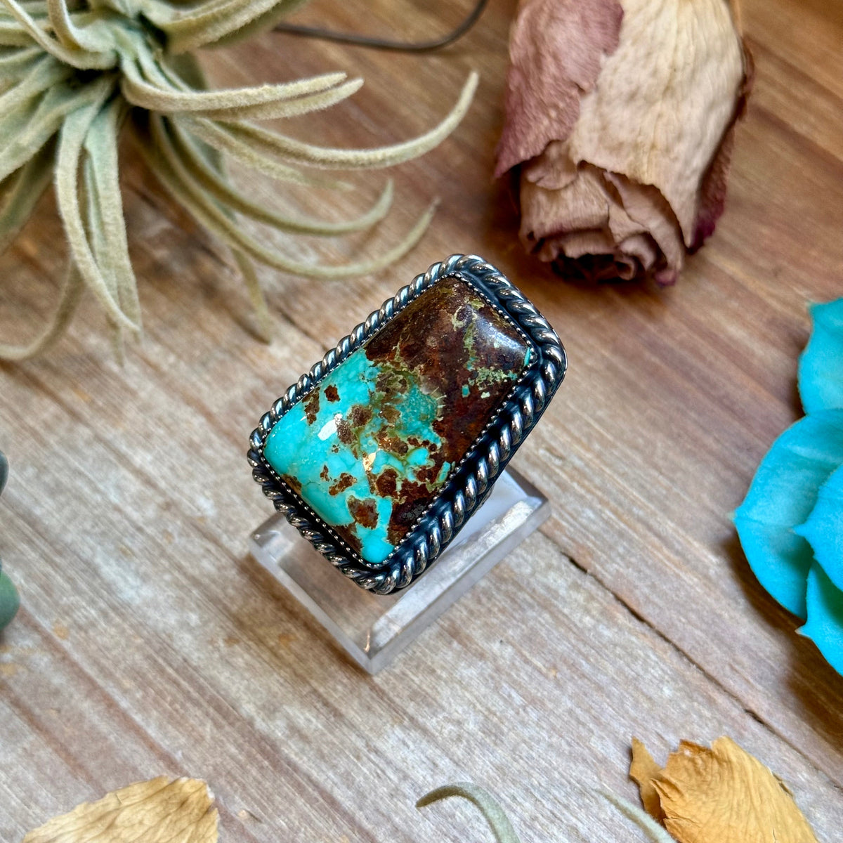 MJ Trapezoid Turquoise Sterling Silver Ring