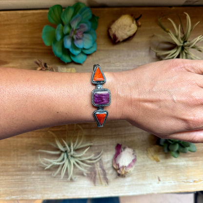 MJ Purple &amp; Red Spiny Oyster Sterling Silver Cuff