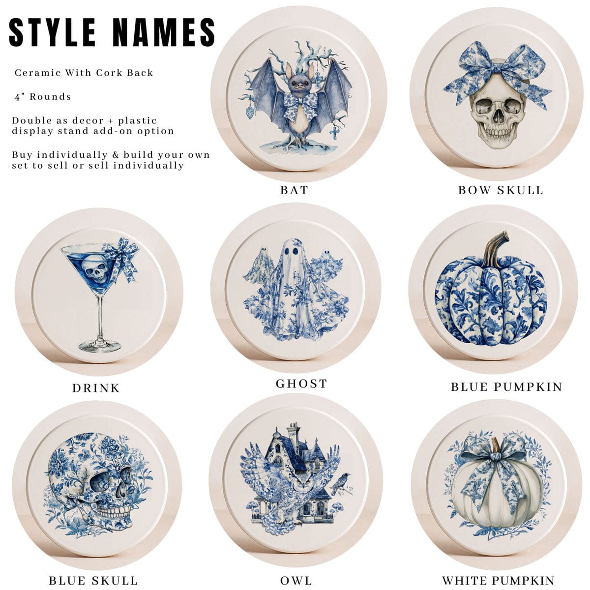 Gia Roma Coaster Chinoiserie Halloween Coasters