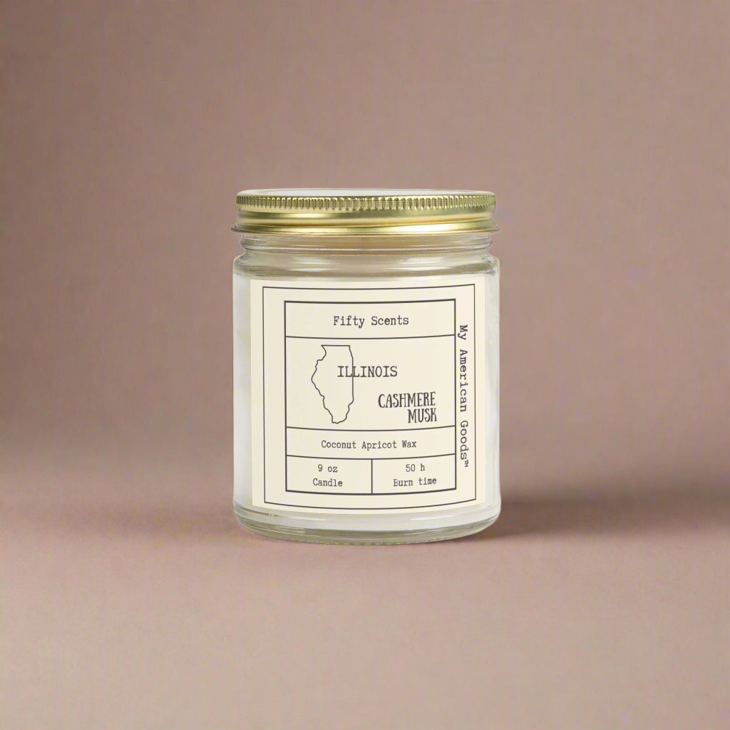 Illinois - Coconut Apricot Scented Candle | Cashmere Musk Aroma | Home Fragrance - My American Goods