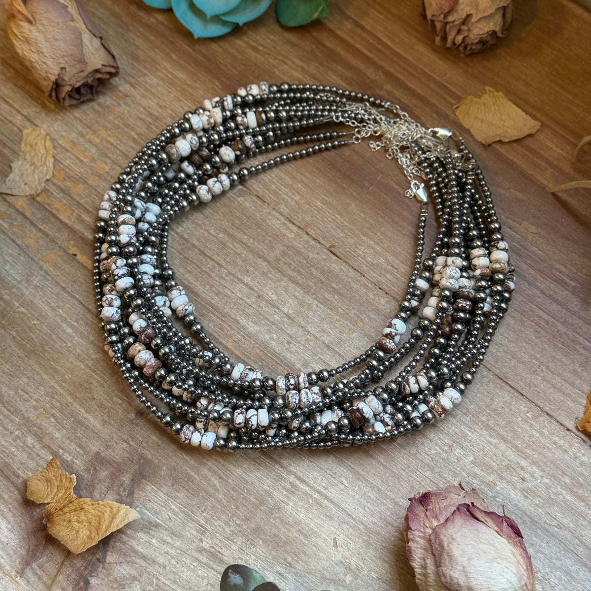 Wild Horse &amp; Sterling Silver Pearl Necklace