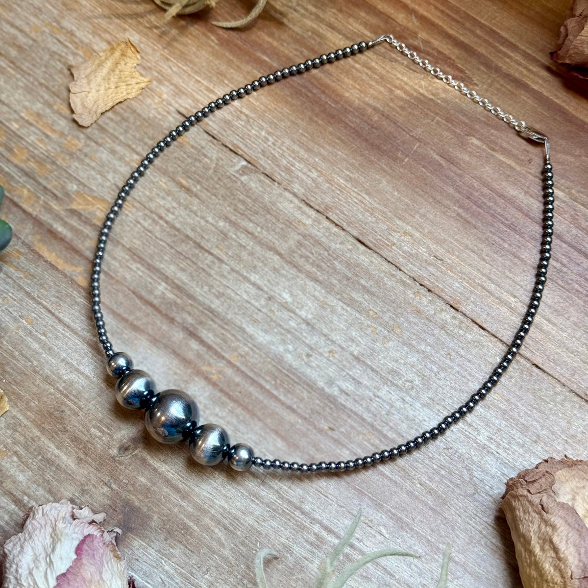 15" Graduated Sterling Silver Pearl Necklace – Up to 16mm