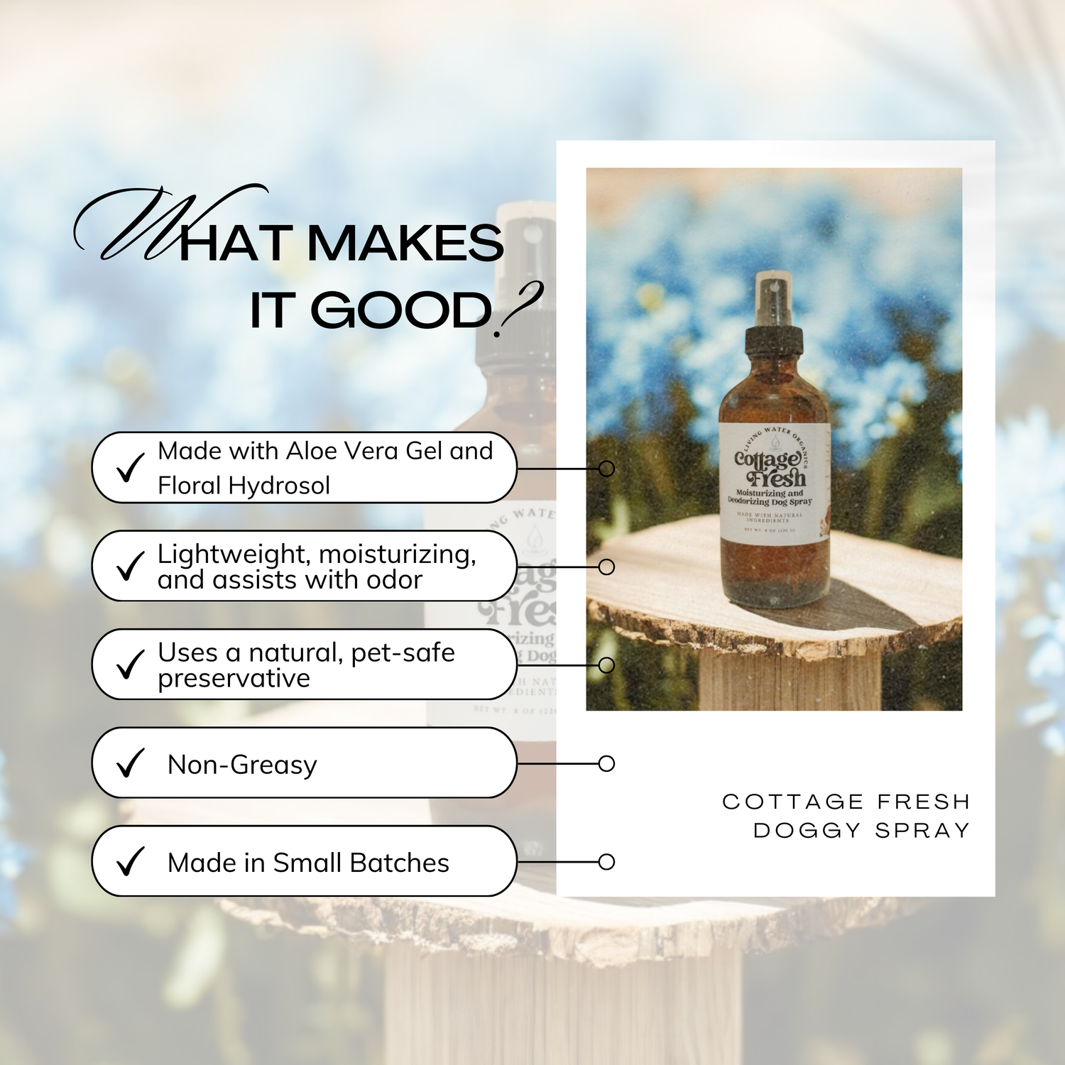 Dog Spray Deodorizing and Moisturizing Leave-In, Cottage Fresh Dog Line - My American Goods