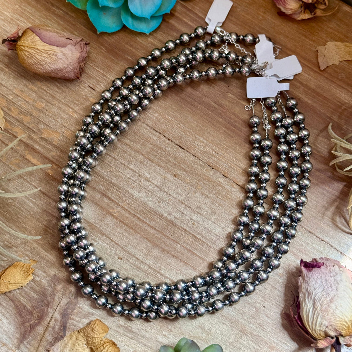 18" Sterling Silver Pearl Necklace – 4mm &amp; 8mm