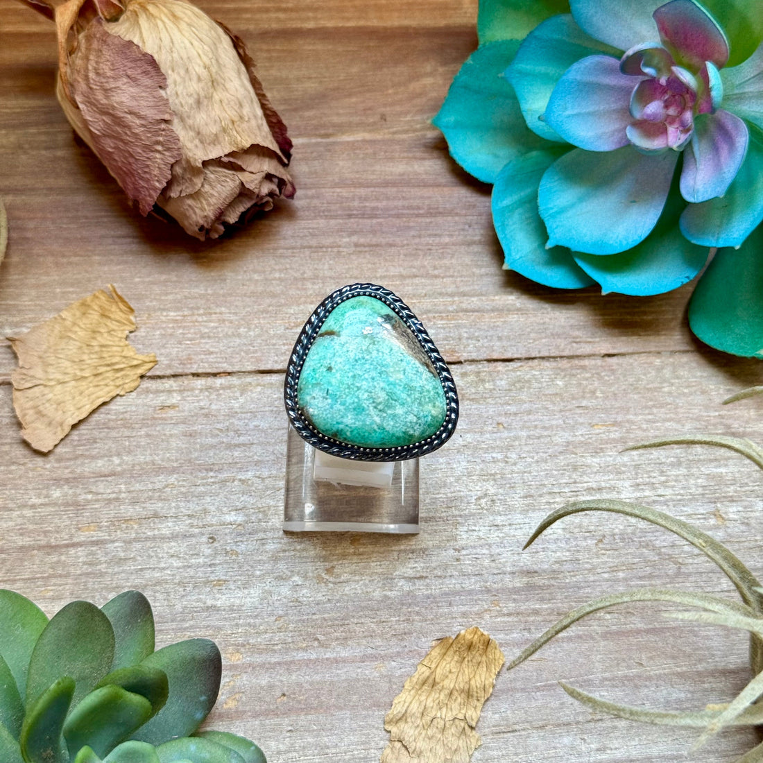 MJ Light Turquoise Freeform Sterling Silver Ring