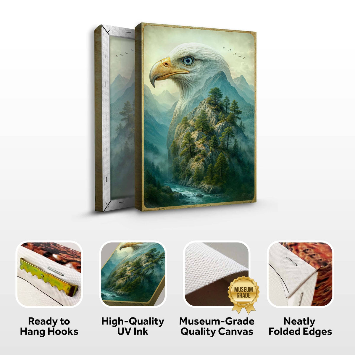 Tailored Canvases Canvas Eagle Over The Canyon Double Exposure Wall Art