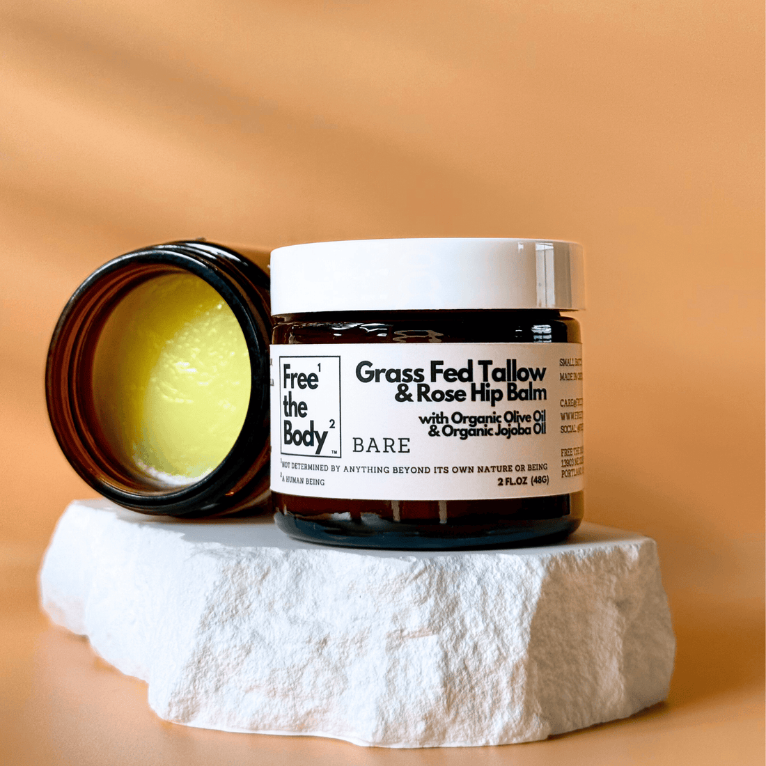 Free the Body Co. Moisturizers Bare (unscented) Grass Fed Tallow and Rose Hip Balm, Small Batch, Bare