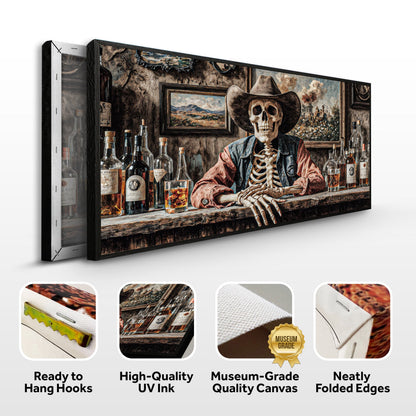 Tailored Canvases Canvas Skeleton Cowboy Barman At Western Saloon Wall Art