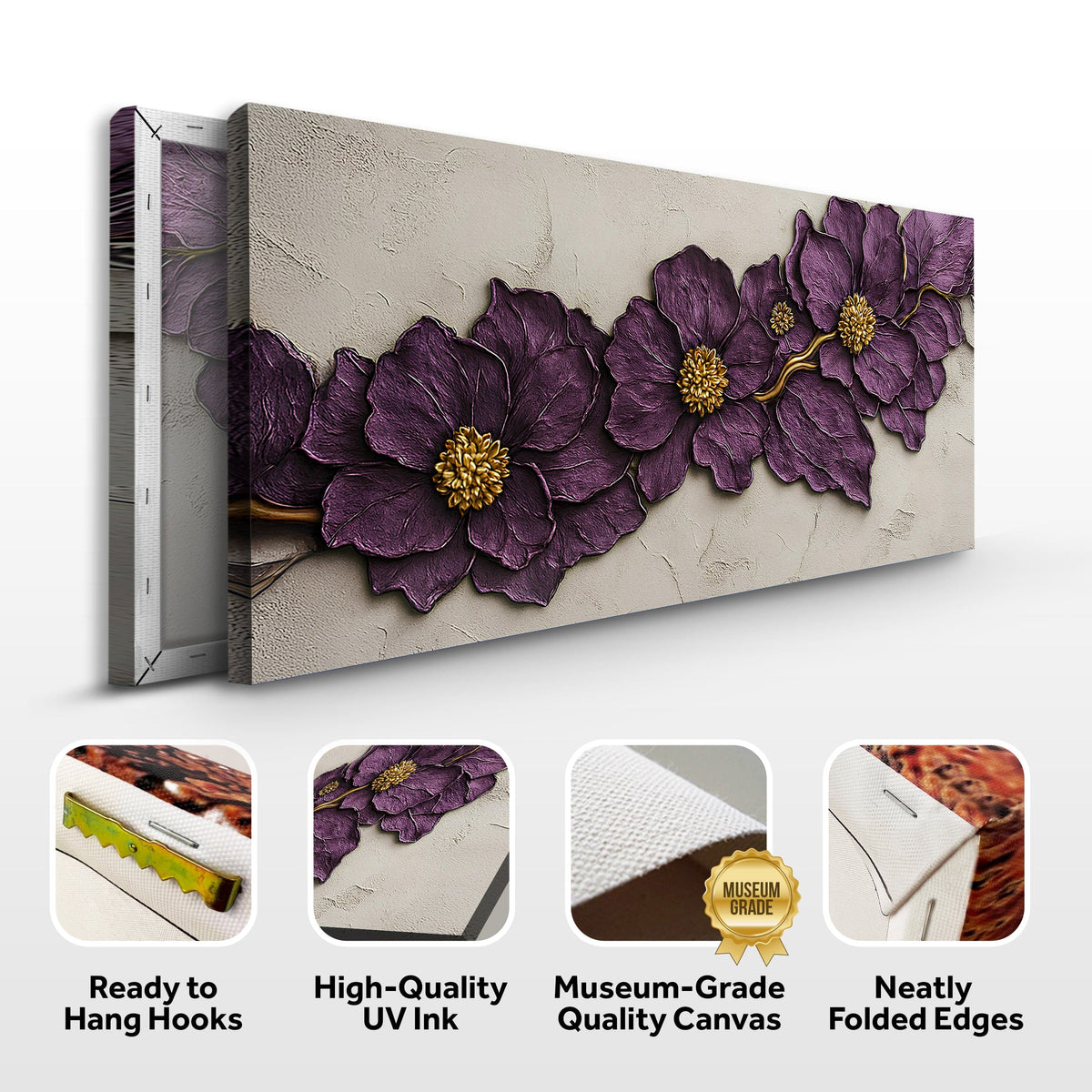 Tailored Canvases Canvas Purple Flower Plaster Wall Art