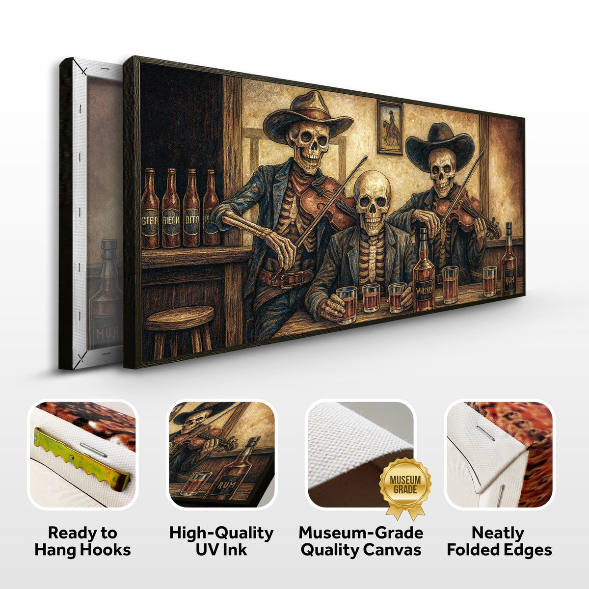 Tailored Canvases Canvas Cowboy Skeletons Western Bar Wall Art