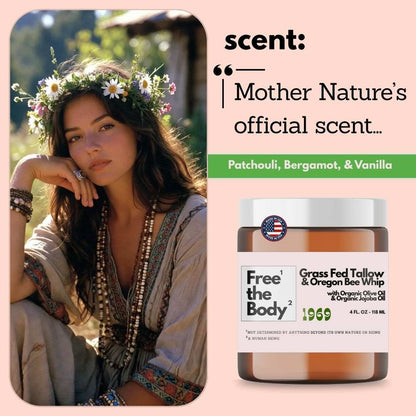 Free the Body Co. Moisturizers Grass Fed Tallow and Oregon Bee Whipped Balm - Bare - 4 oz