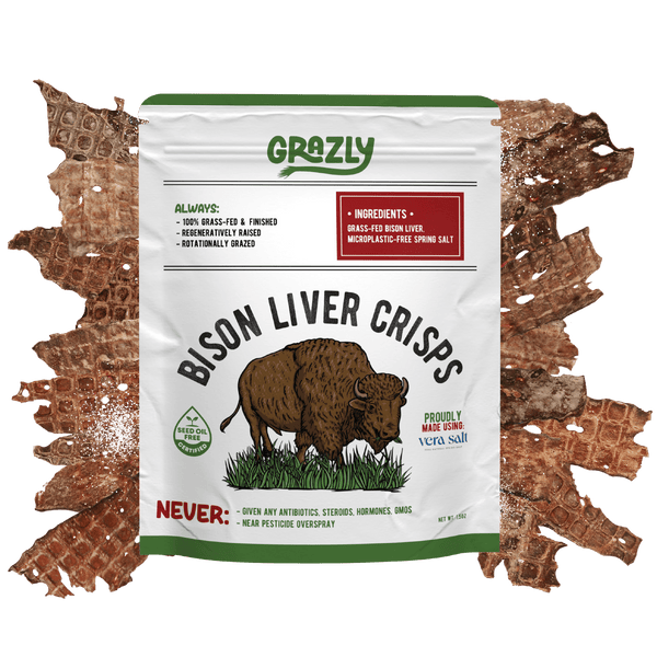 Grazly Bison Crisp Plain / 1 Pack Bison Liver Crisps - 100% Grass-Fed/Finished