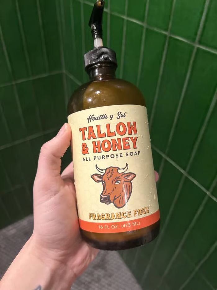 Health y Sol Body Wash Fragrance Free Tallow &amp; Honey Liquid Soap – 16 oz