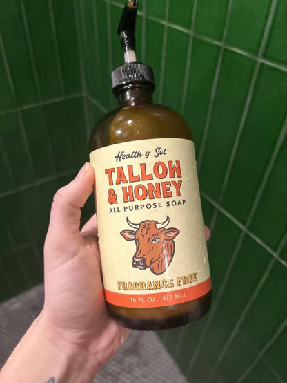 Health y Sol Body Wash Fragrance Free Tallow &amp; Honey Liquid Soap – 16 oz