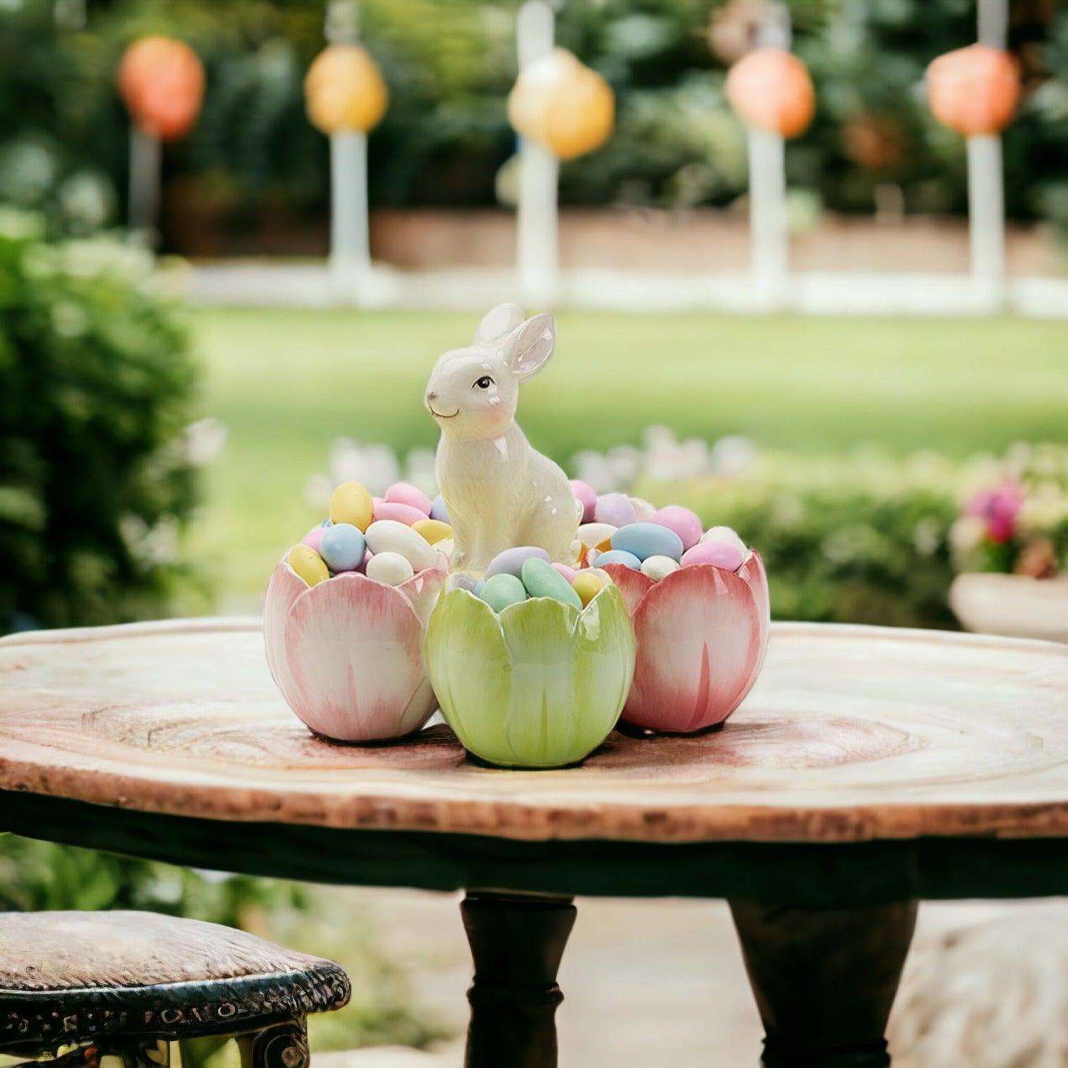 Gia Roma Wooden Easter Decor Tidbit Dish Pastel