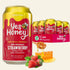 Yes Honey strawberry soda can with packaging and honey elements on a white background